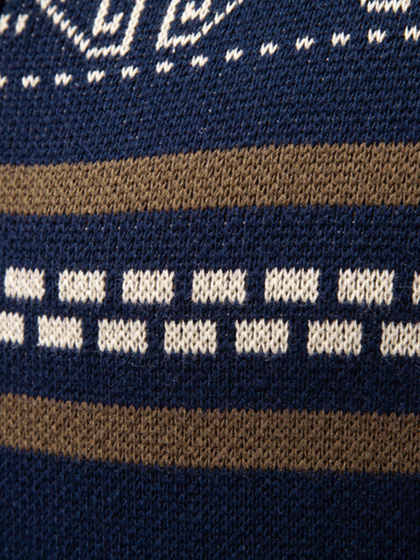 Geometriskt Jacquard Dragkedja Ståkrage Tröja