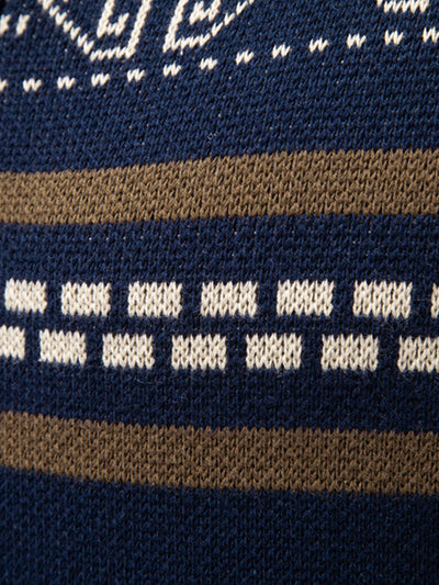 Geometriskt Jacquard Dragkedja Ståkrage Tröja