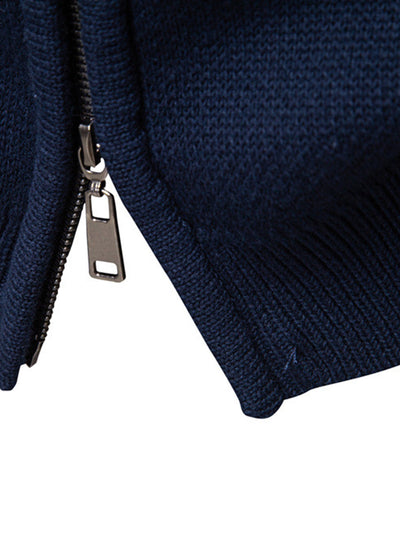 Geometriskt Jacquard Dragkedja Ståkrage Tröja