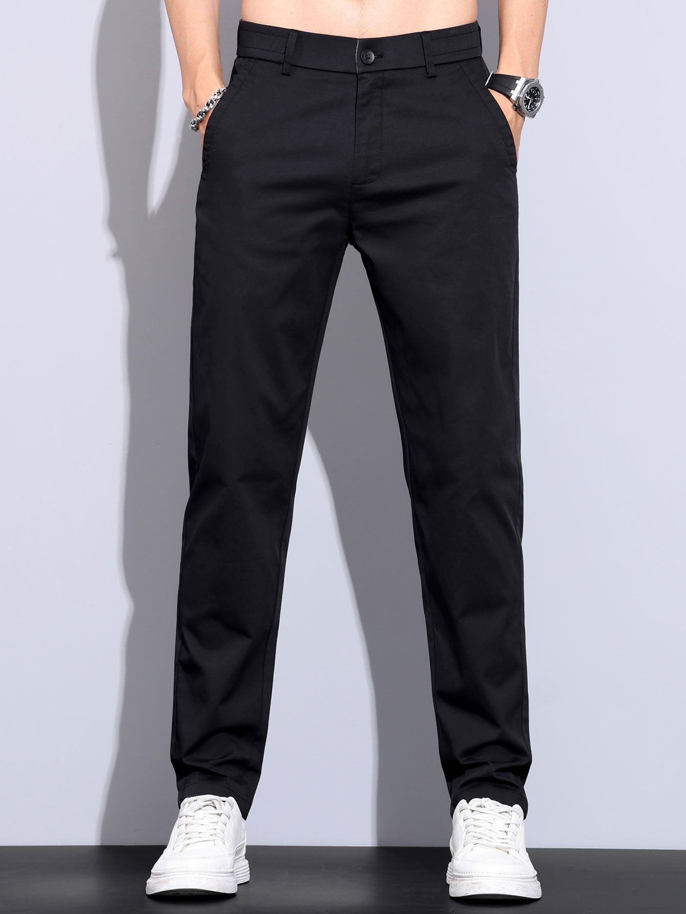 Elastisk Midja Raka Ben Byxor