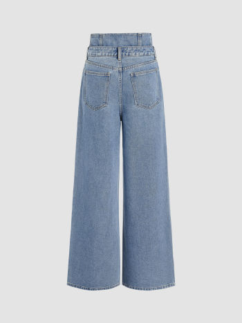 Jeans Med Hög Midja Och Vida Ben