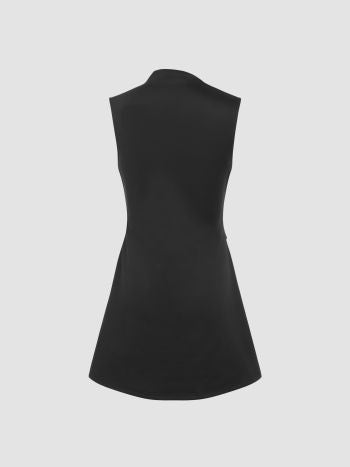 Ärmellös Mini Klänning Med Polokrage Och Rynkdetalj