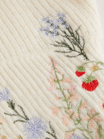 Stickad Croptopp Med Blomsterbroderi