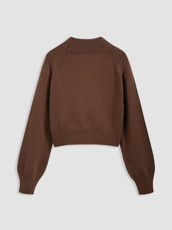 Stickad Ullblandad Polotröja Med Lång Ärmar I Kort Modell