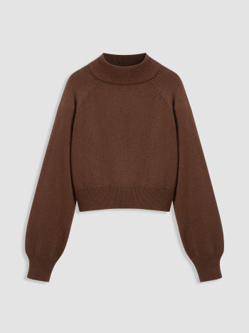 Stickad Ullblandad Polotröja Med Lång Ärmar I Kort Modell