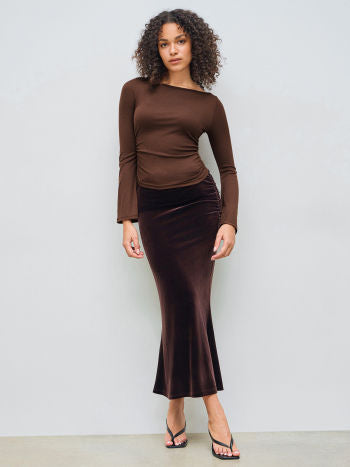 Rynkad Långärmad Topp Med Båthals