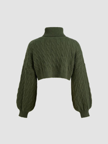 Flätstickad Croptopp Med Polokrage