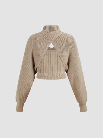 Stickad Wrap‑Shrug Med Polotopp