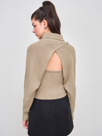 Stickad Wrap‑Shrug Med Polotopp