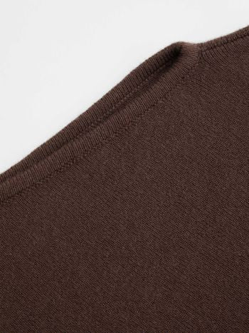 Stickad Långärmad Topp Med Asymmetrisk Hals Och Rynk