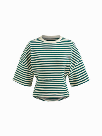 Randig Bomullstopp Med Markerad Midja