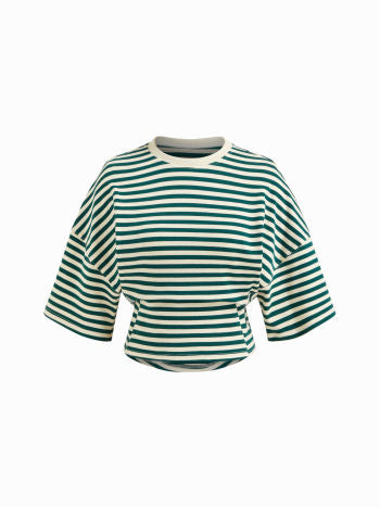 Randig Bomullstopp Med Markerad Midja