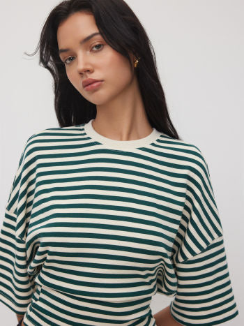 Randig Bomullstopp Med Markerad Midja