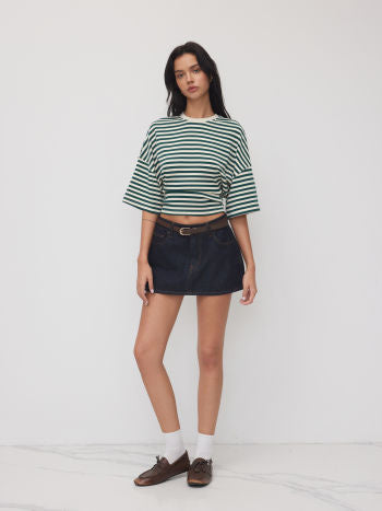 Randig Bomullstopp Med Markerad Midja