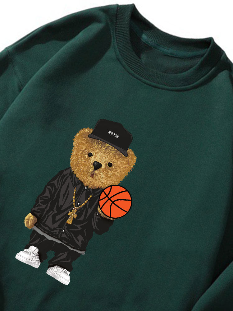 Sweatshirt Med Basketbjörntryck