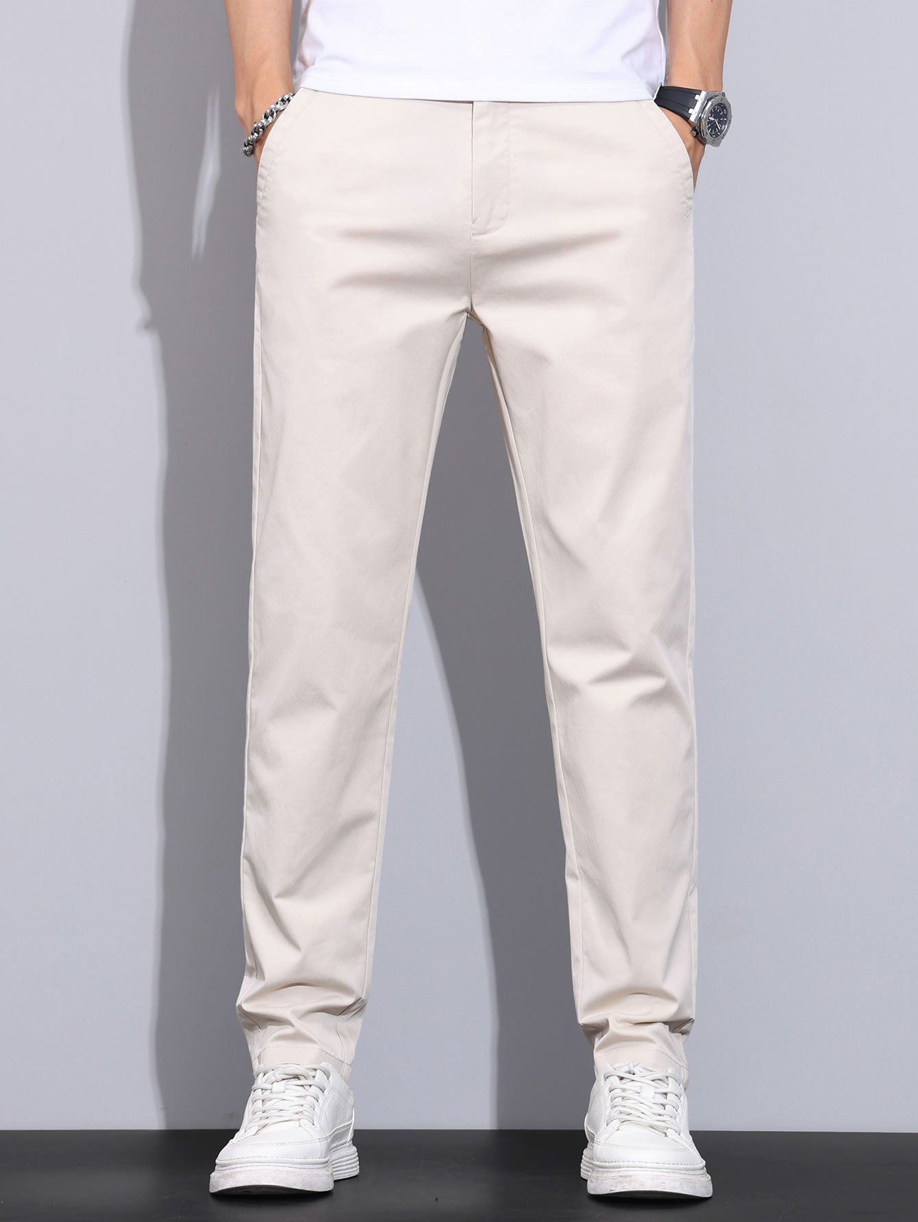 Elastisk Midja Raka Ben Byxor