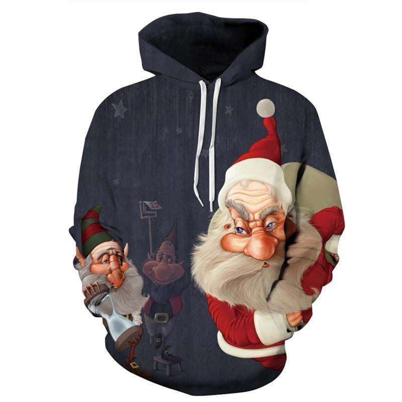 Unisex 3D Kerst Hoodie met Kerstman-Print