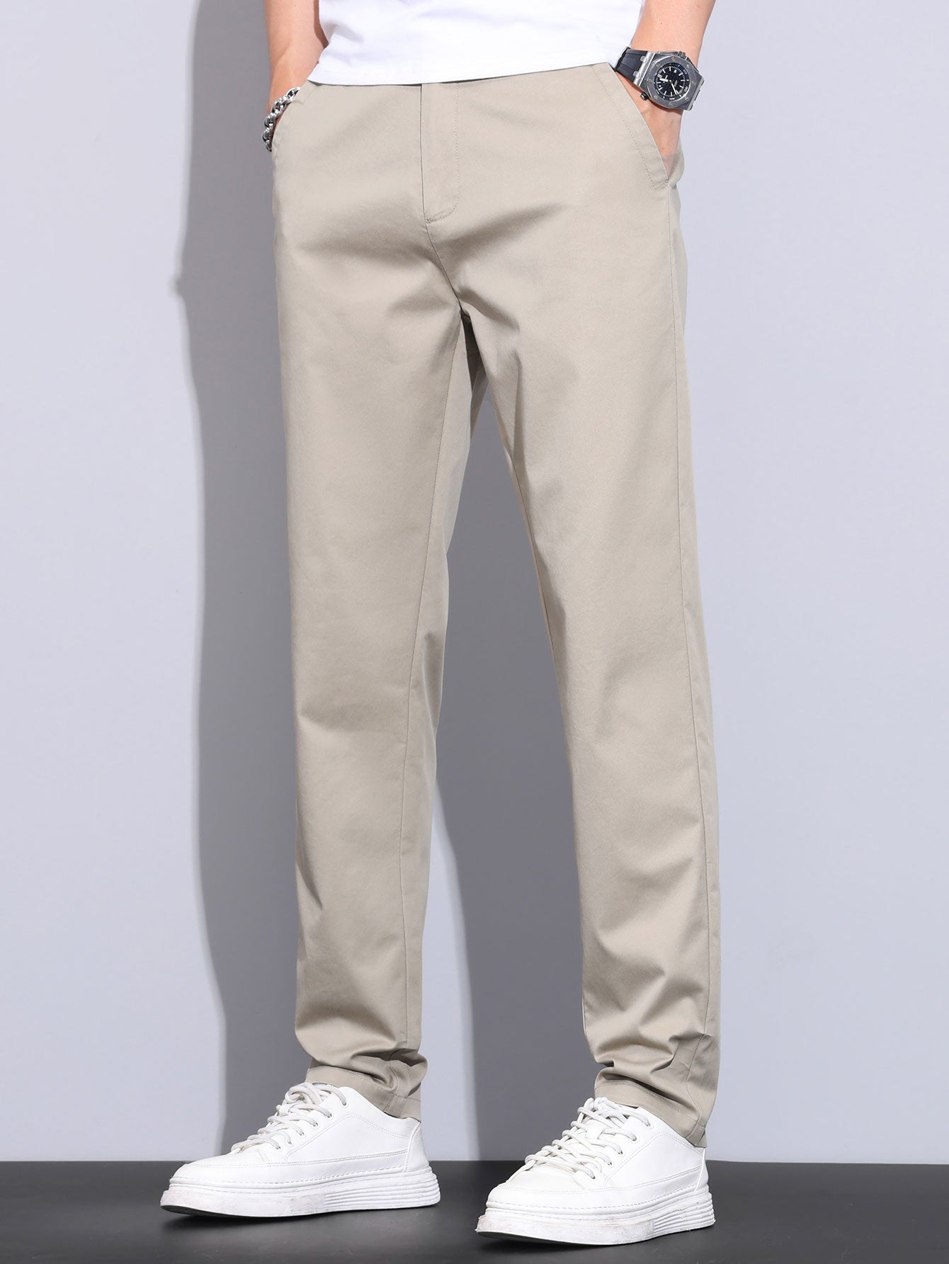 Elastisk Midja Raka Ben Byxor