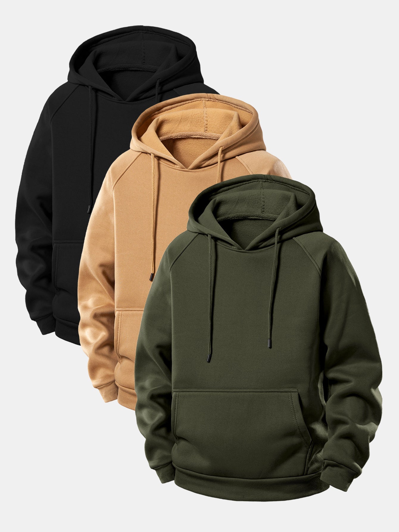 3 Delar Grundläggande Hoodies