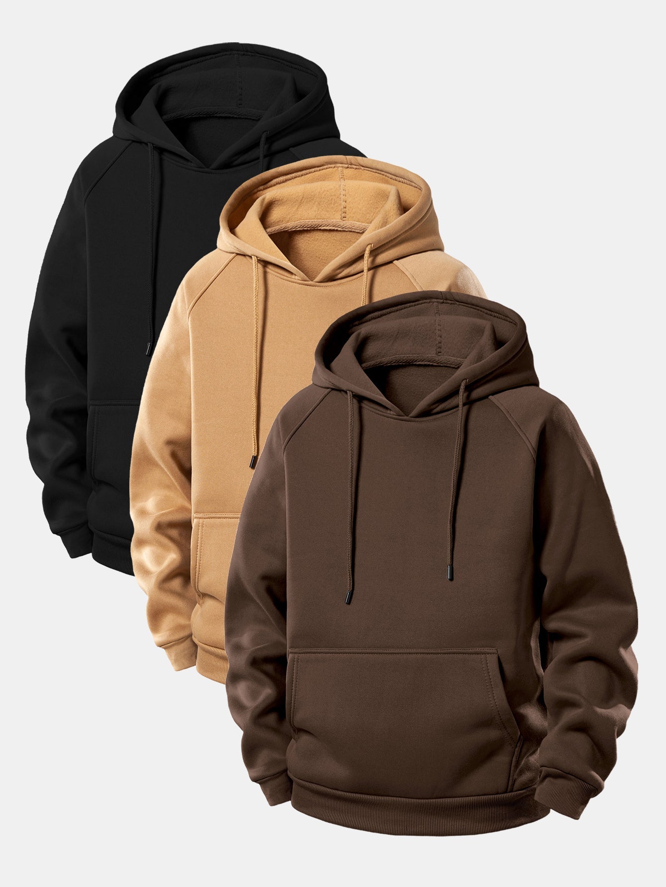 3 Delar Grundläggande Hoodies