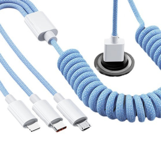 Gevlochten Snellaadkabel 3-in-1 voor Type-C, iPhone, Android