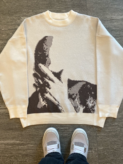 Dold Ansiktsstickad Tröja